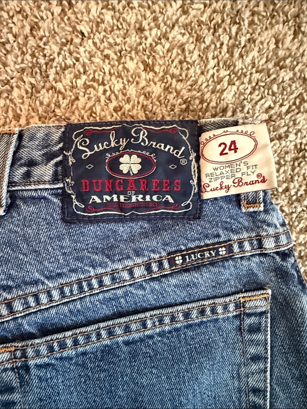 Lucky Brand Blue Denim Dungarees with Branded Patch